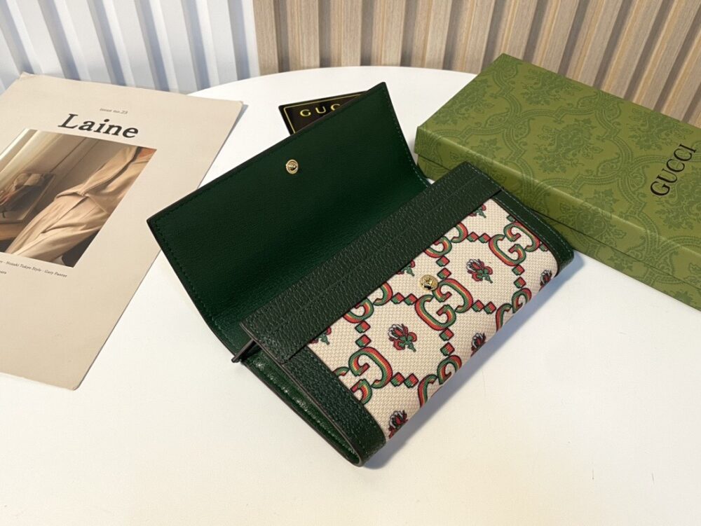 GUCCI LONG WALLET GREEN AND BEIGE 19CM - Image 7