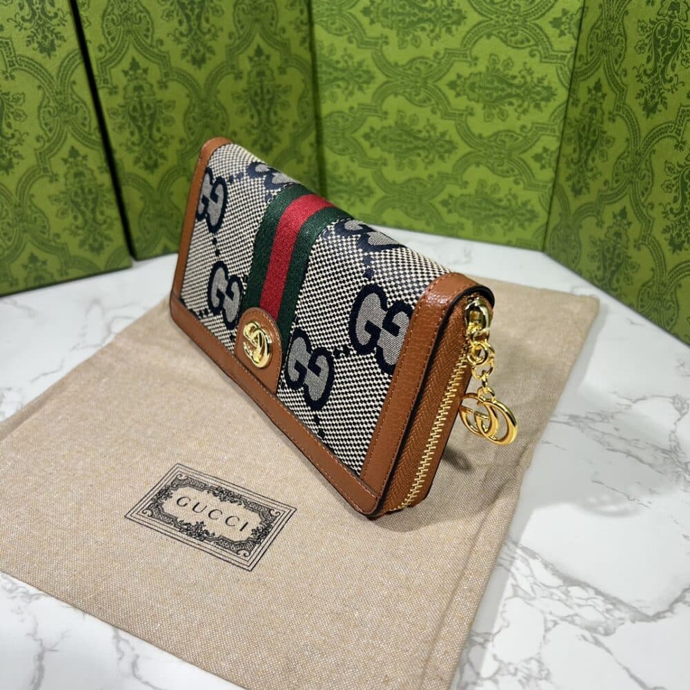 GUCCI OPHIDIA LONG WALLET BROWN AND NAVY BLUE 19.5CM - Image 7
