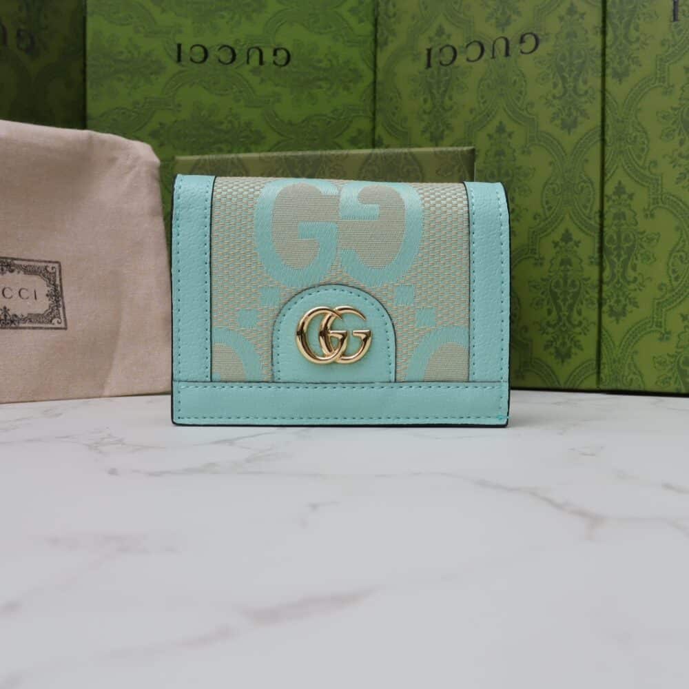 GUCCI MONOGRAM CANVAS SHORT WALLET TURQUOISE 11CM - Image 7