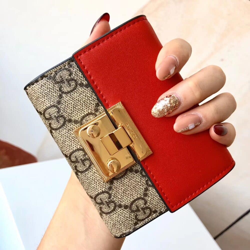 GUCCI GG SUPREME PADLOCK WALLET RED AND BEIGE 11.5CM 453355 - Image 4