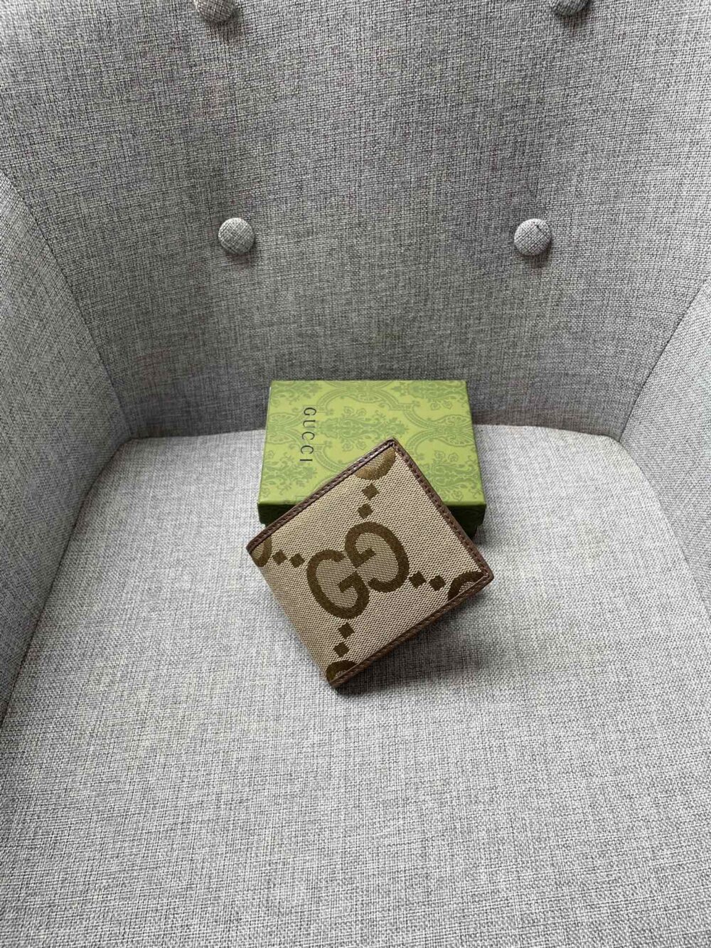 GUCCI JUMBO GG WALLET CAMEL AND EBONY CANVAS 11CM 699308 - Image 8