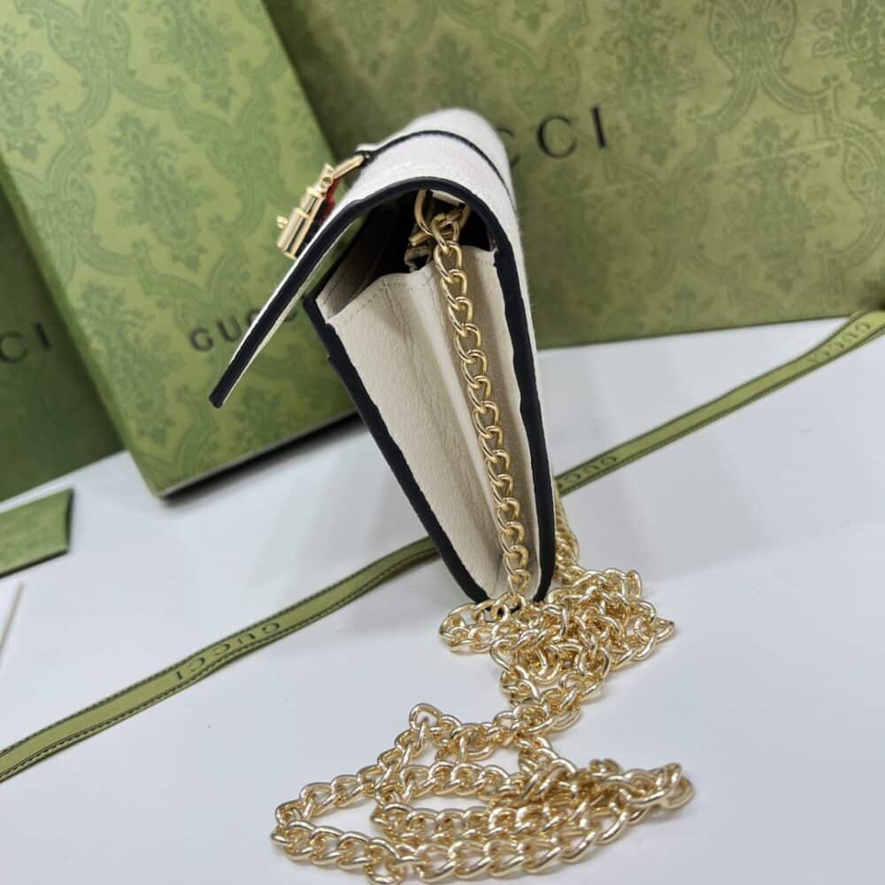 GUCCI JACKIE 1961 CHAIN WALLET BEIGE AND EBONY GG 19CM 652681 HUHHG 8565 - Image 8