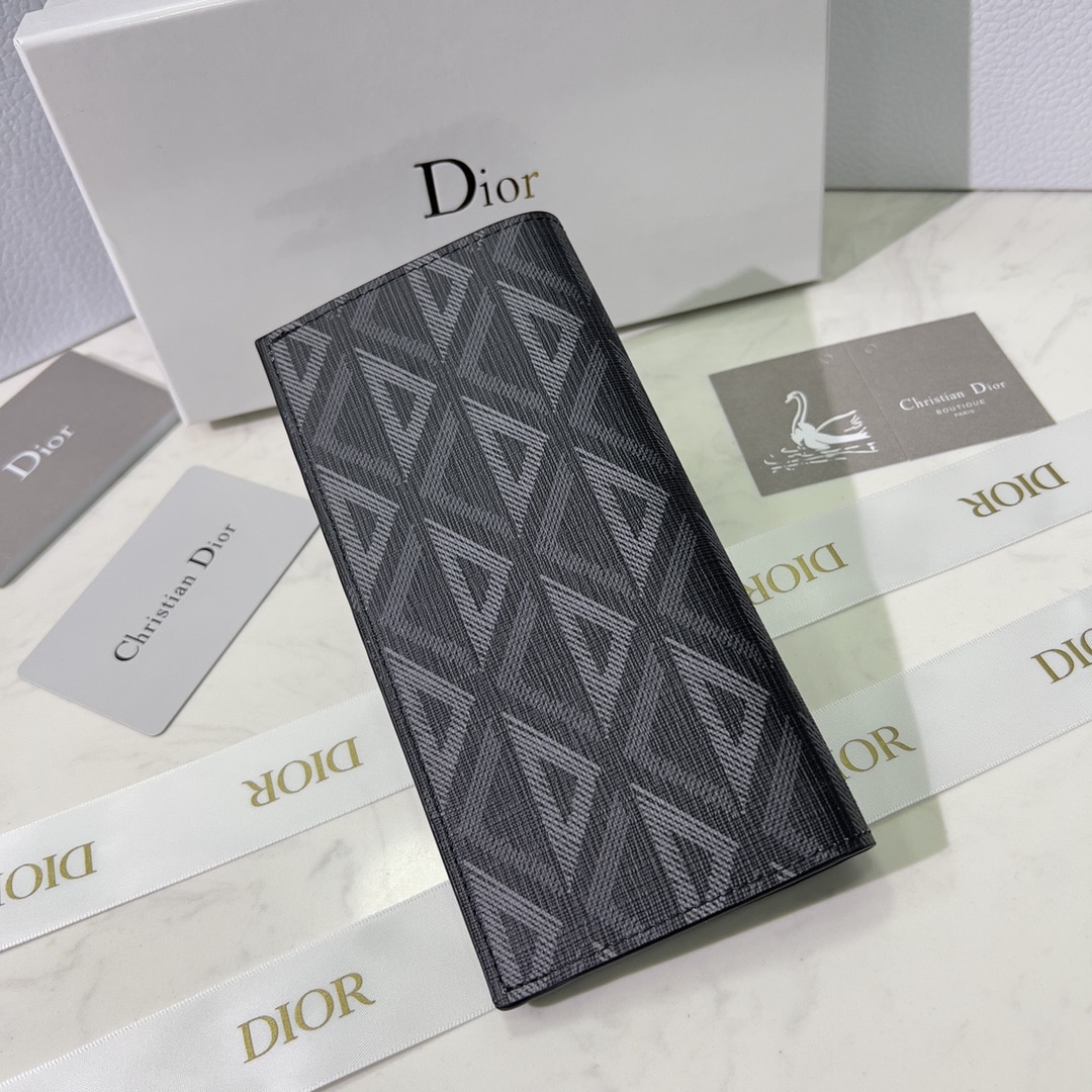 DIOR VERTICAL LONG WALLET BLACK CD DIAMOND CANVAS 17.5CM 2ESBC002DCO H43E - Image 8