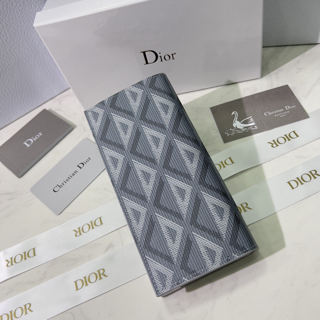 DIOR VERTICAL LONG WALLET GREY CD DIAMOND CANVAS 2ESBC002DCO H42E - Image 4