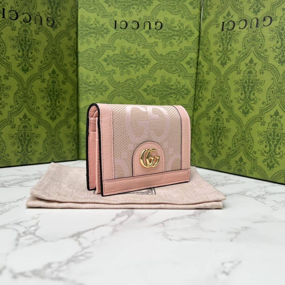 GUCCI MONOGRAM CANVAS SHORT WALLET PINK 11CM - Image 8