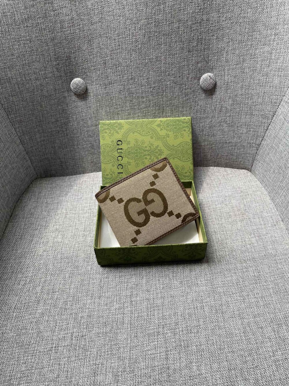 GUCCI JUMBO GG WALLET CAMEL AND EBONY CANVAS 11CM 699308 - Image 9