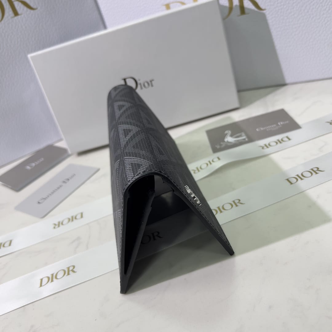 DIOR VERTICAL LONG WALLET BLACK CD DIAMOND CANVAS 17.5CM 2ESBC002DCO H43E - Image 7