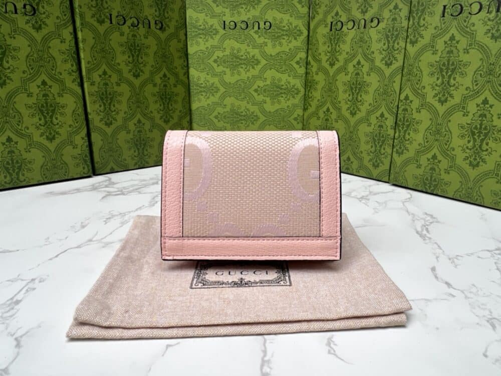 GUCCI MONOGRAM CANVAS SHORT WALLET PINK 11CM - Image 9