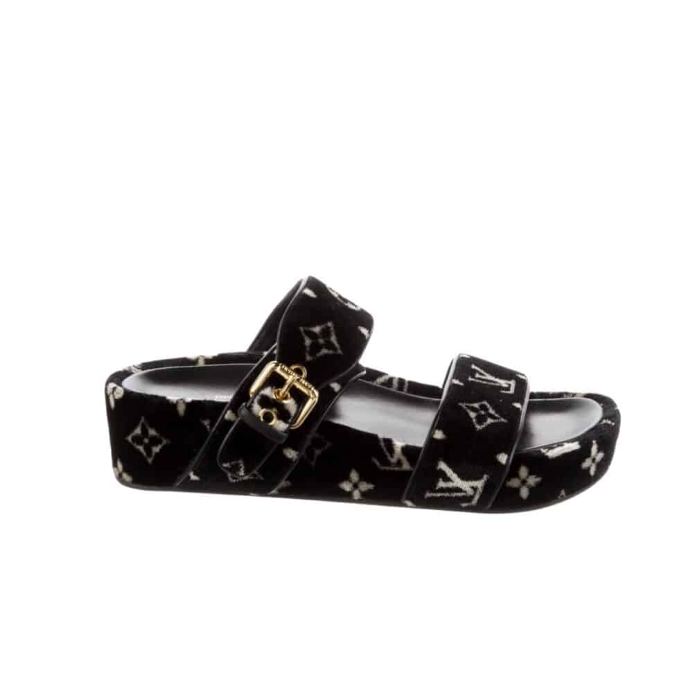 LOUIS VUITTON TWO STRAP SANDAL BLACK