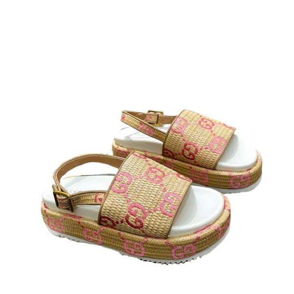 GUCCI GG PLATFORM SANDALS BEIGE PINK