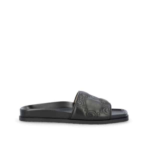 GUCCI WOMENS GG MATELASSE SLIDE BLACK 694714 BKO60 1000