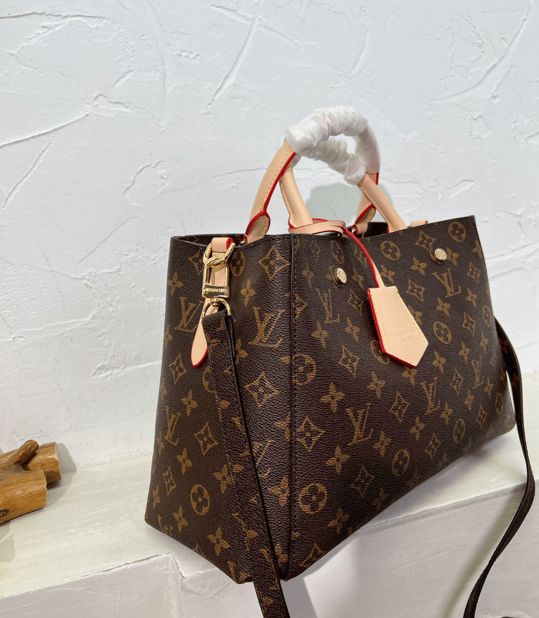 LOUIS VUITTON MONTAIGNE MM MONOGRAM COATED CANVAS BROWN 33CM M41056 - Image 4