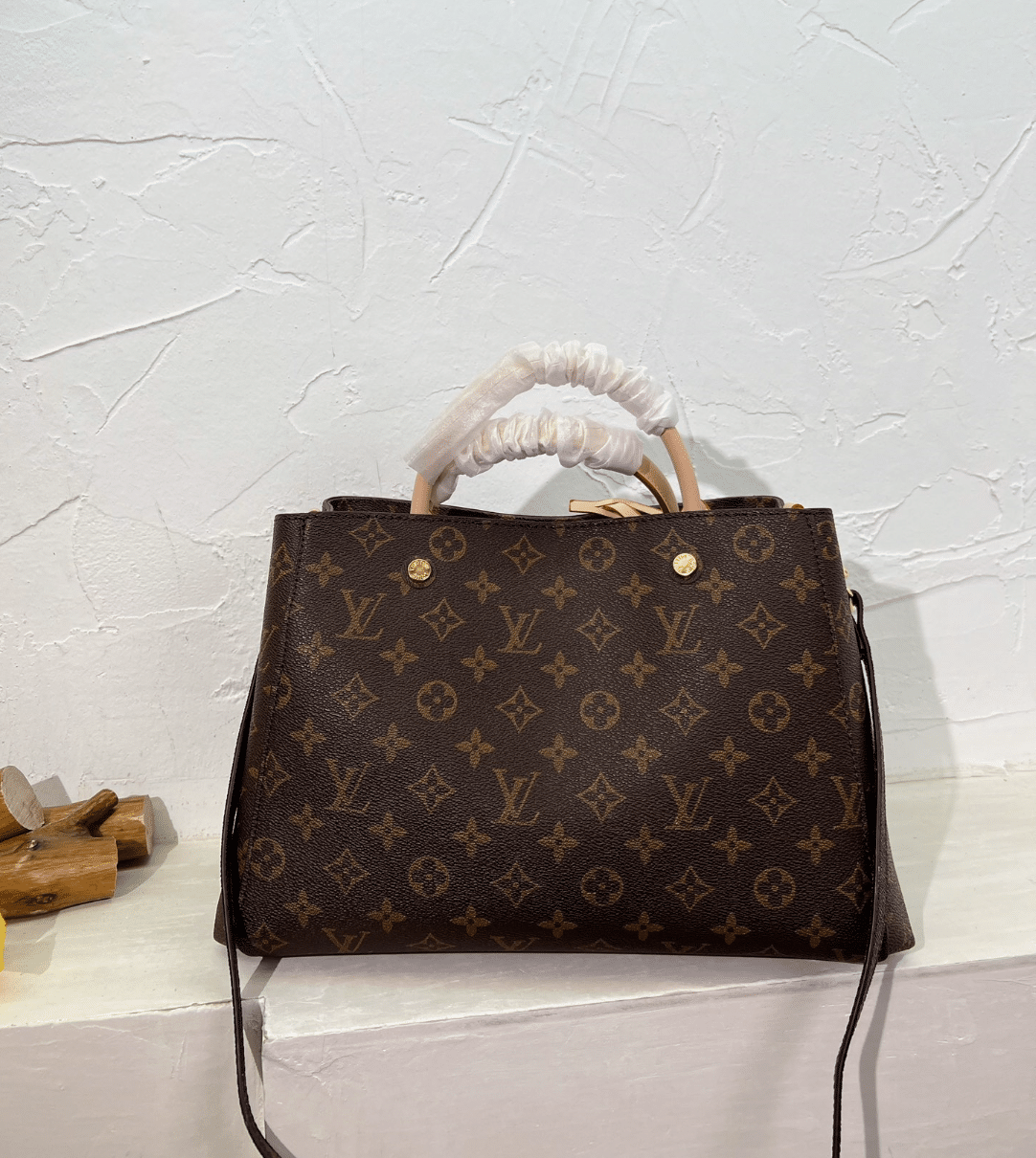 LOUIS VUITTON MONTAIGNE MM MONOGRAM COATED CANVAS BROWN 33CM M41056 - Image 3
