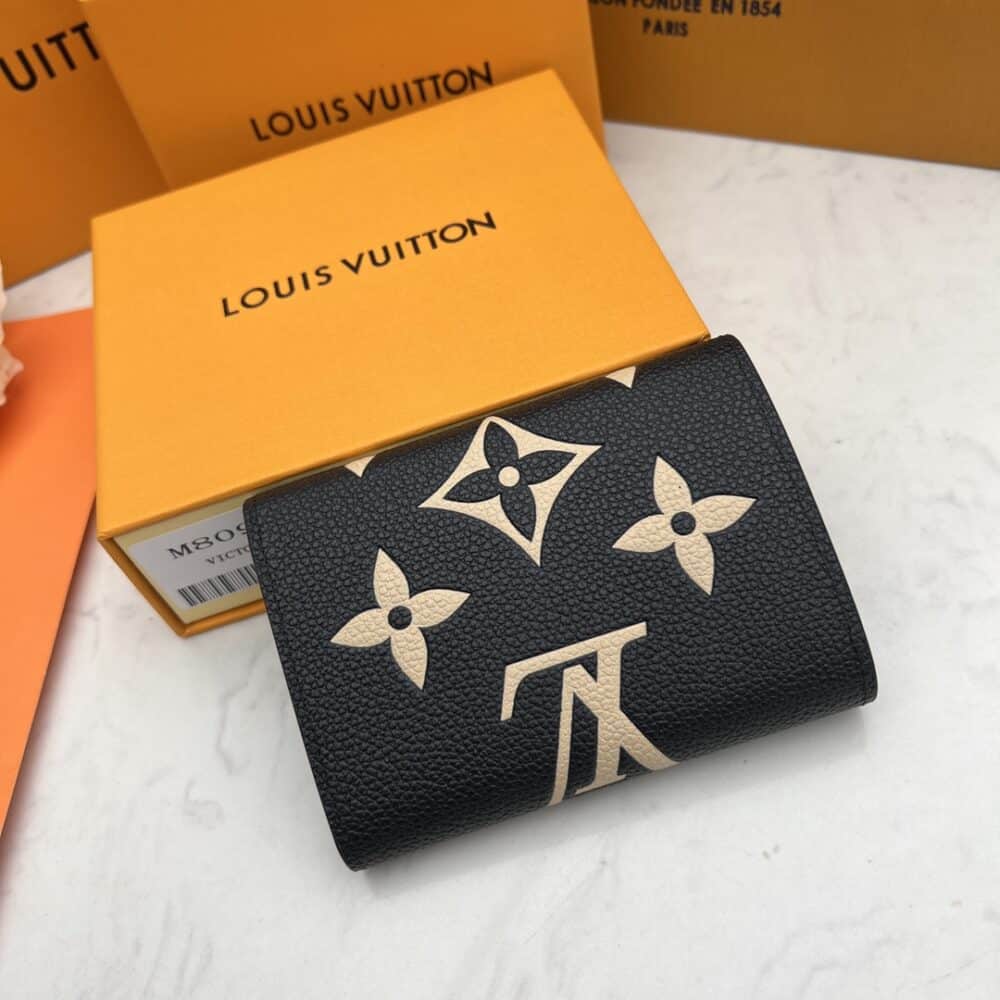 LOUIS VUITTON VICTORINE WALLET BLACK AND BEIGE 12CM M80968 - Image 8