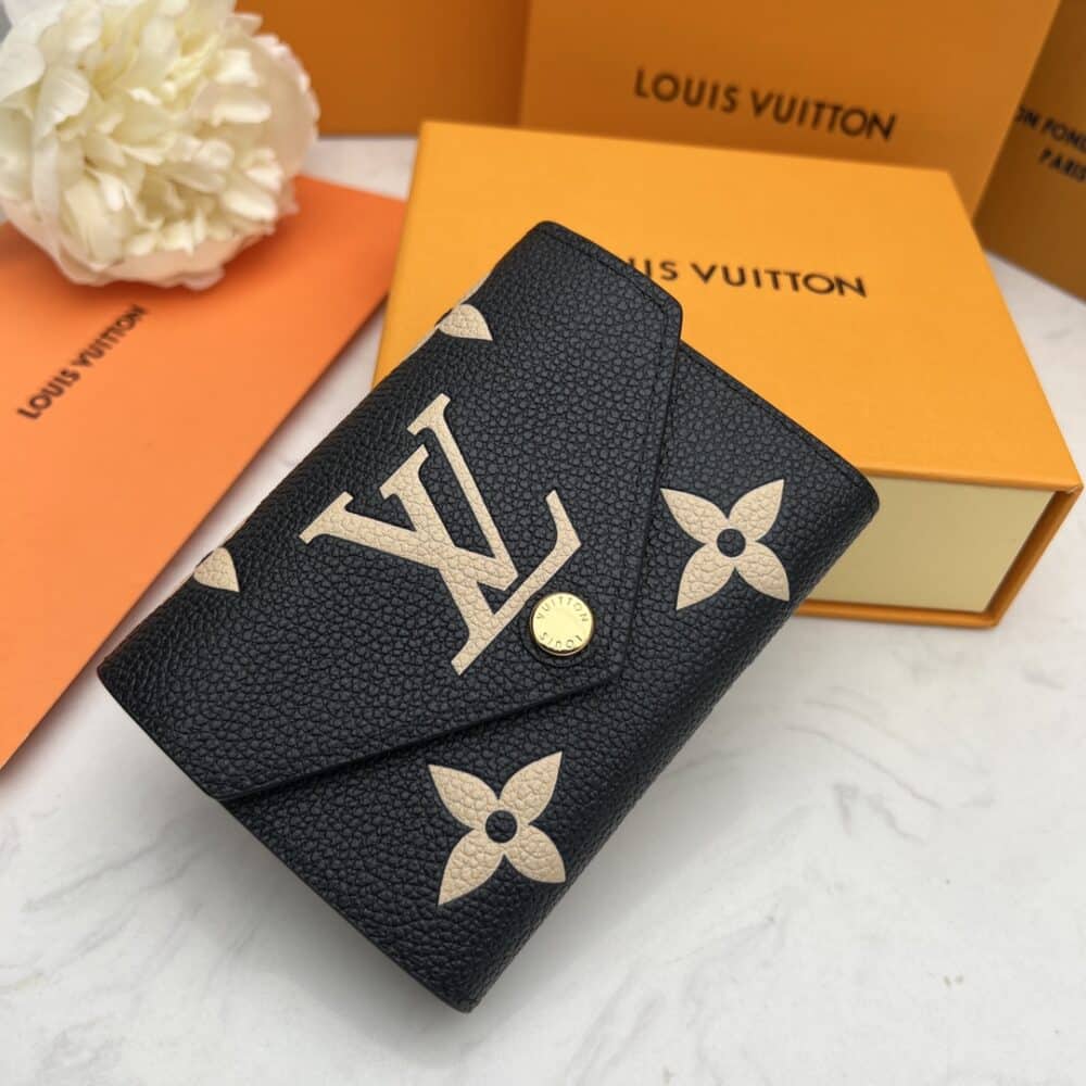 LOUIS VUITTON VICTORINE WALLET BLACK AND BEIGE 12CM M80968 - Image 9