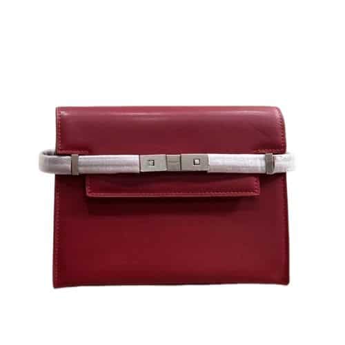 SAINT LAURENT MANHATTAN SHOULDER BAG IN BOX SAINT LAURENT LEATHER RED SILVER 25CM