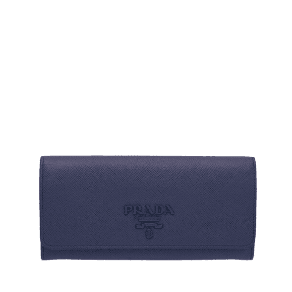 PRADA SAFFIANO MONOCHROME FLAP LONG WALLET FULL NAVY BLUE 19CM 1MH132 ZLP F061H