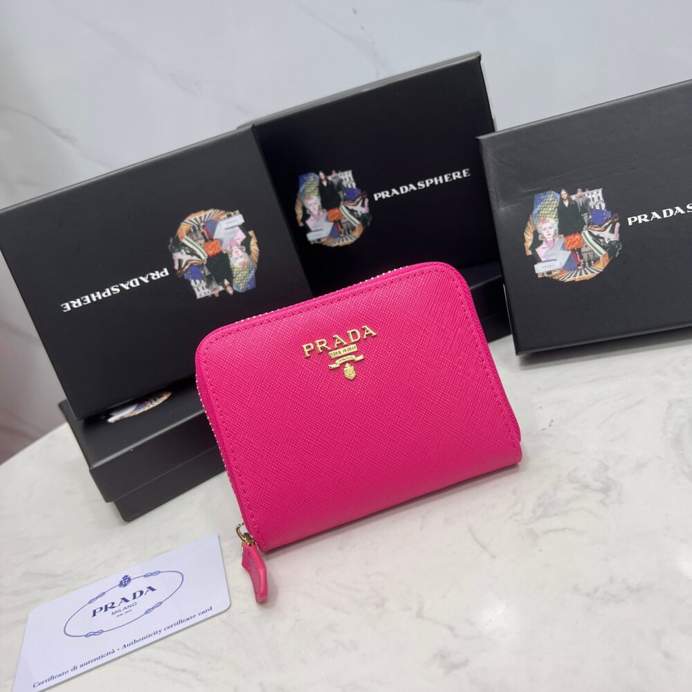 PRADA SAFFIANO LEATHER COIN PURSE PEONY PINK WALLET 10CM 1MM268 QWA F0505 - Image 10