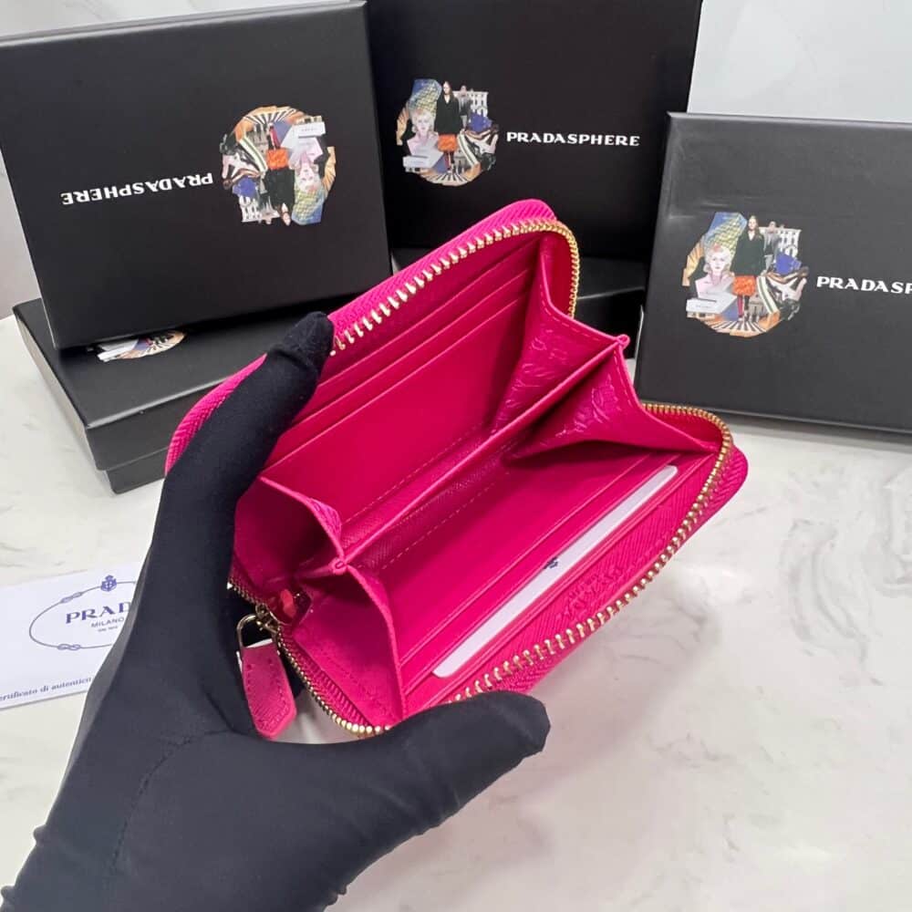 PRADA SAFFIANO LEATHER COIN PURSE PEONY PINK WALLET 10CM 1MM268 QWA F0505 - Image 3