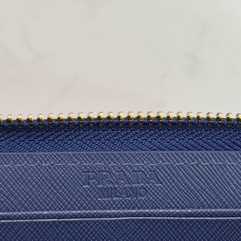 PRADA LARGE  SAFFIANO TRIANGLE ZIP AROUND LONG WALLET DARK BLUE 19CM 1ML506 QHH F068Z - Image 3