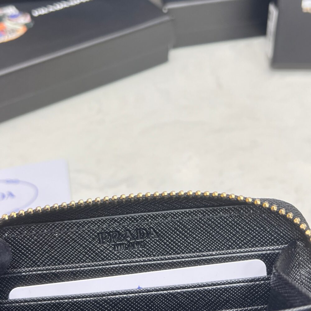 PRADA SAFFIANO LEATHER COIN PURSE BLACK WALLET 10CM 1MM268 QWA F0002 - Image 3