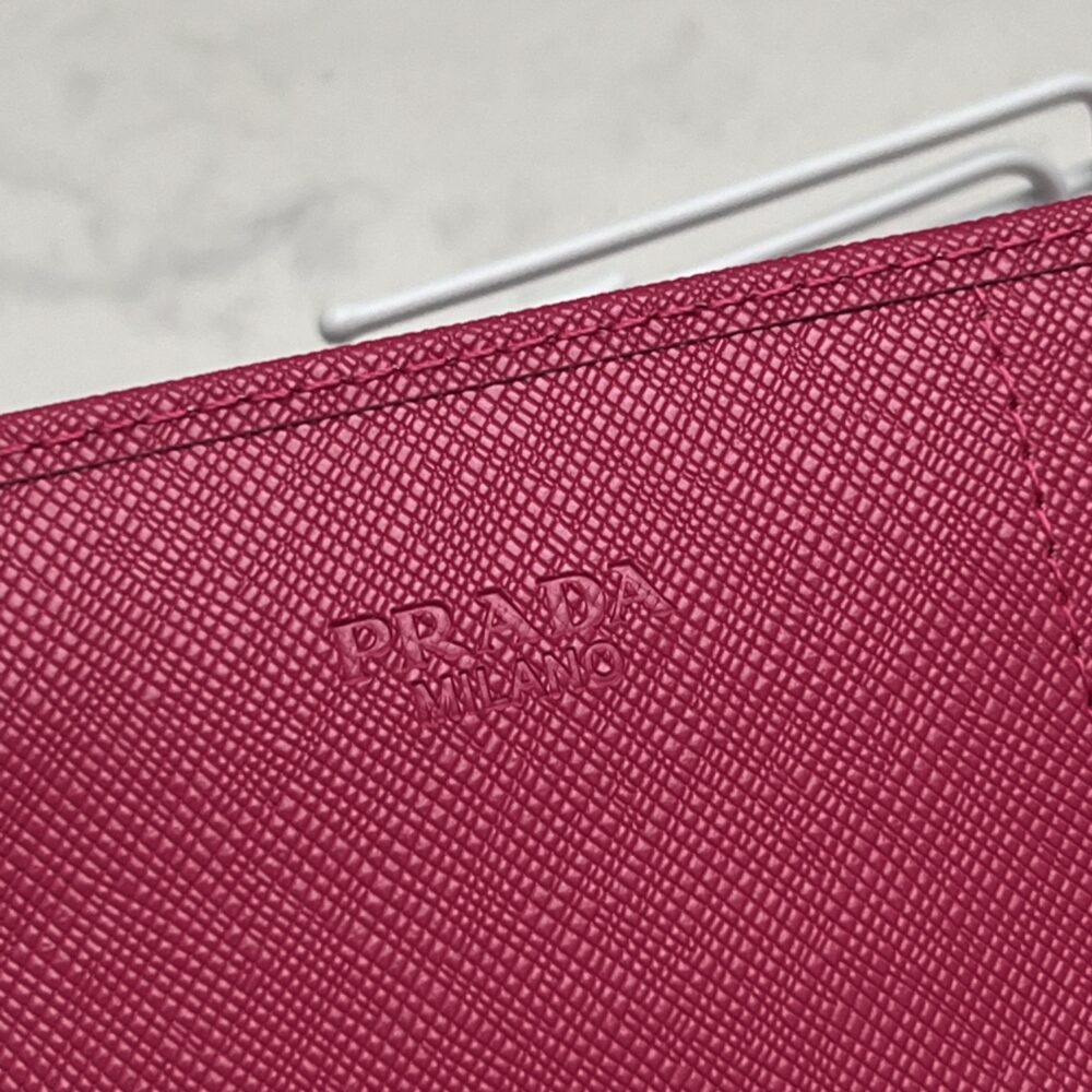 PRADA SAFFIANO LUX LEATHER FLAP CONTINENTAL DARK PINK WALLET 19CM - Image 3