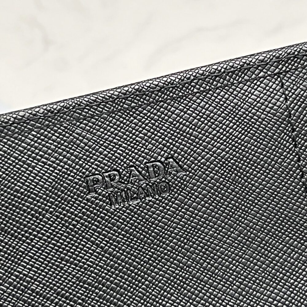 PRADA SAFFIANO MONOCHROME FLAP LONG WALLET FULL BLACK 19CM 1MH132 ZLP F061H - Image 3