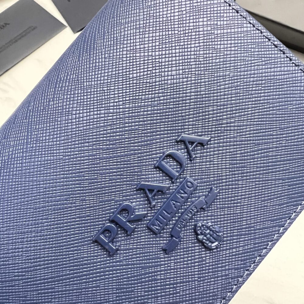 PRADA SAFFIANO MONOCHROME FLAP SMALL WALLET FULL NAVY BLUE 10CM 1MV204 QWA F0002 - Image 3