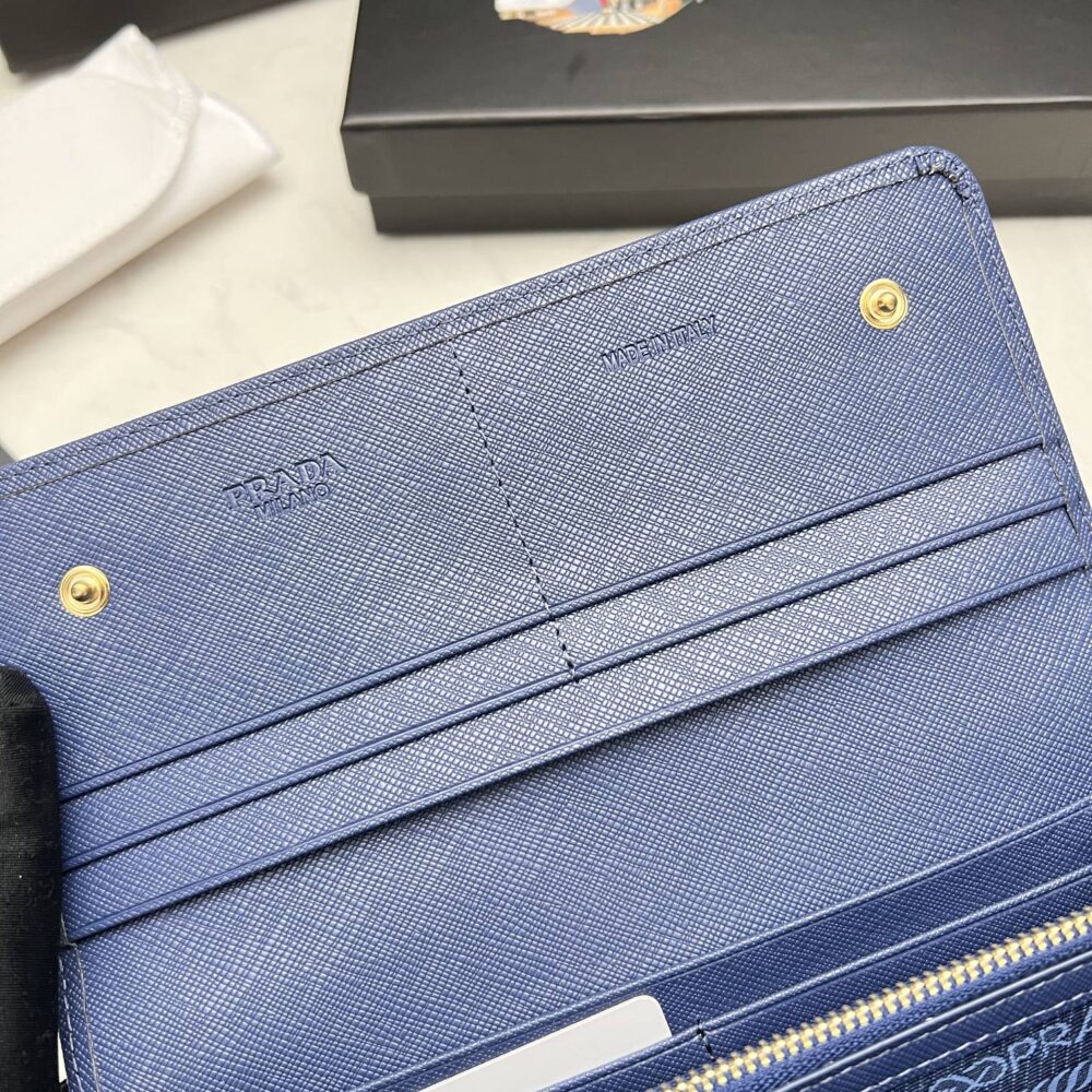 PRADA SAFFIANO MONOCHROME FLAP LONG WALLET FULL NAVY BLUE 19CM 1MH132 ZLP F061H - Image 4