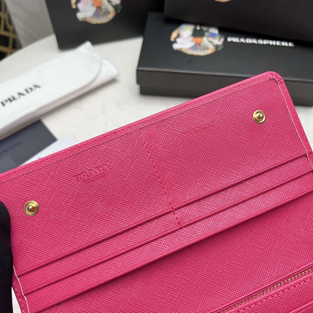 PRADA SAFFIANO MONOCHROME FLAP LONG WALLET FULL DARK PINK 19CM 1MH132 ZLP F061H - Image 4