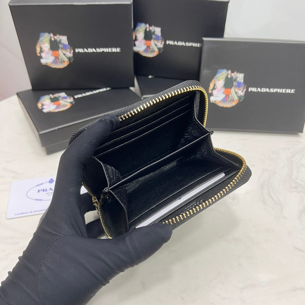 PRADA SAFFIANO LEATHER COIN PURSE BLACK WALLET 10CM 1MM268 QWA F0002 - Image 4
