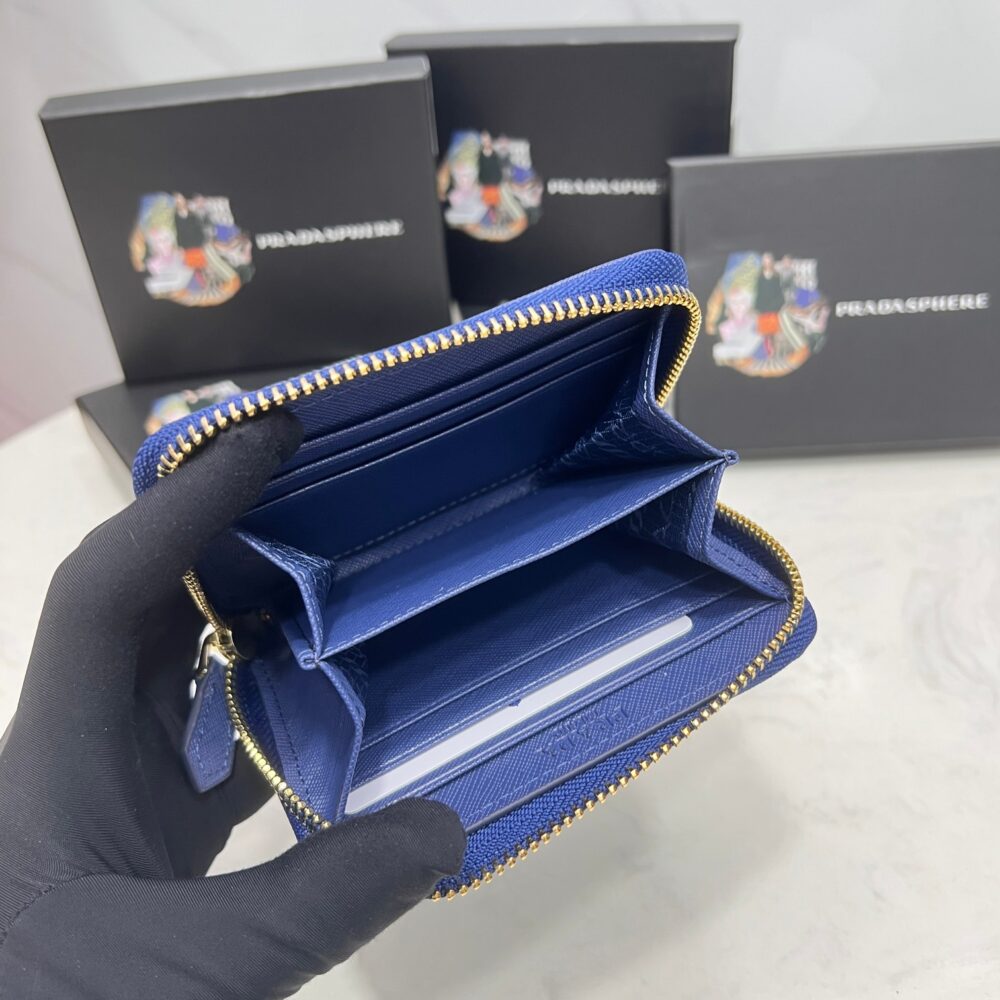 PRADA SAFFIANO LEATHER COIN PURSE BLUETTE WALLET 10CM 1MM268 QWA F0016 - Image 5