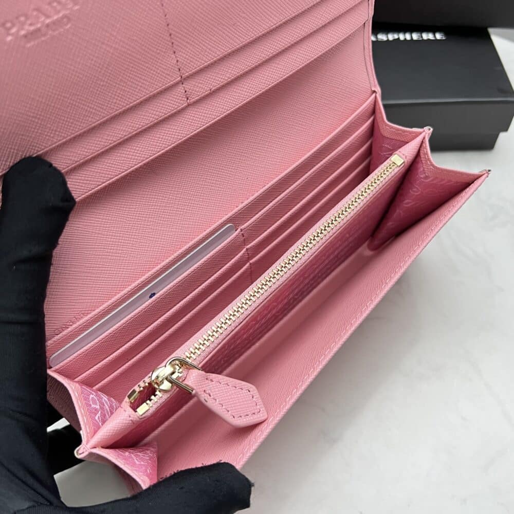PRADA SAFFIANO MONOCHROME FLAP LONG WALLET FULL LIGHT PINK 19CM 1MH132 ZLP F061H - Image 5