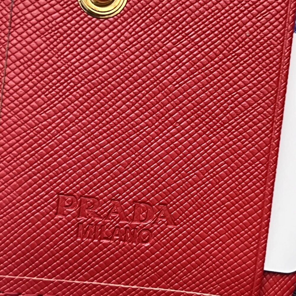 PRADA SMALL SAFFIANO LUX LEATHER FLAP CONTINENTAL TRIANGLE RED WALLET 10CM - Image 5