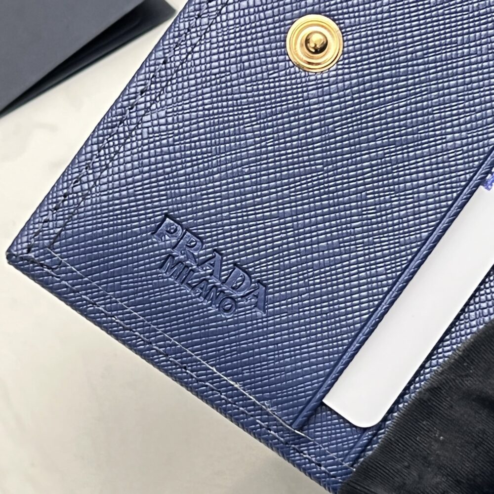 PRADA SAFFIANO MONOCHROME FLAP SMALL WALLET FULL NAVY BLUE 10CM 1MV204 QWA F0002 - Image 5