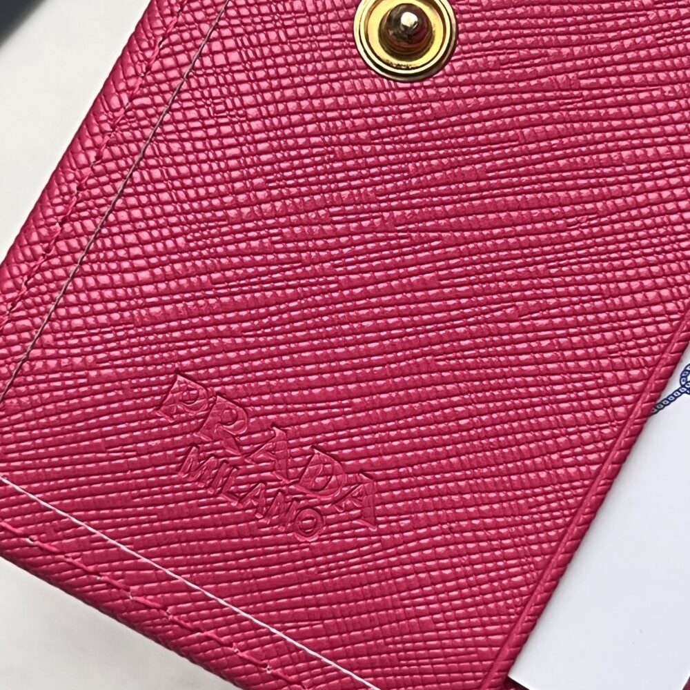 PRADA SAFFIANO MONOCHROME FLAP SMALL WALLET FULL DARK PINK 10CM 1MV204 QWA F0002 - Image 5