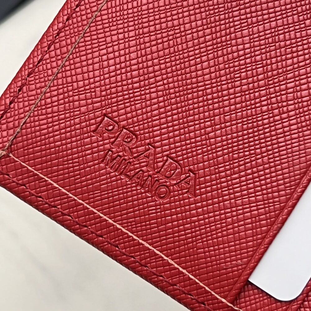 PRADA SAFFIANO LEATHER FLAP SMALL WALLET RED AND GOLD 10CM 1MV204 QWA F068Z - Image 5