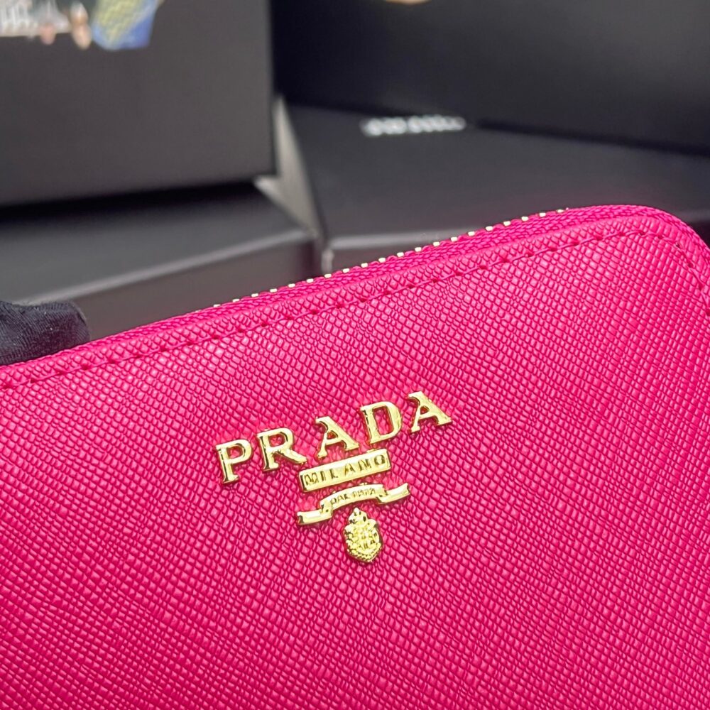PRADA SAFFIANO LEATHER COIN PURSE PEONY PINK WALLET 10CM 1MM268 QWA F0505 - Image 6