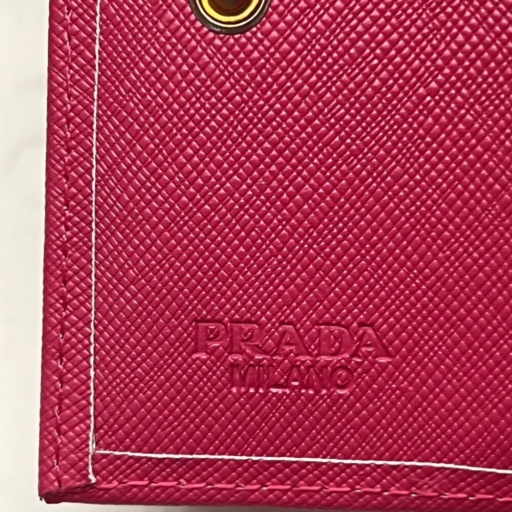 PRADA SMALL SAFFIANO LUX LEATHER FLAP CONTINENTAL TRIANGLE DARK PINK WALLET 10CM - Image 6