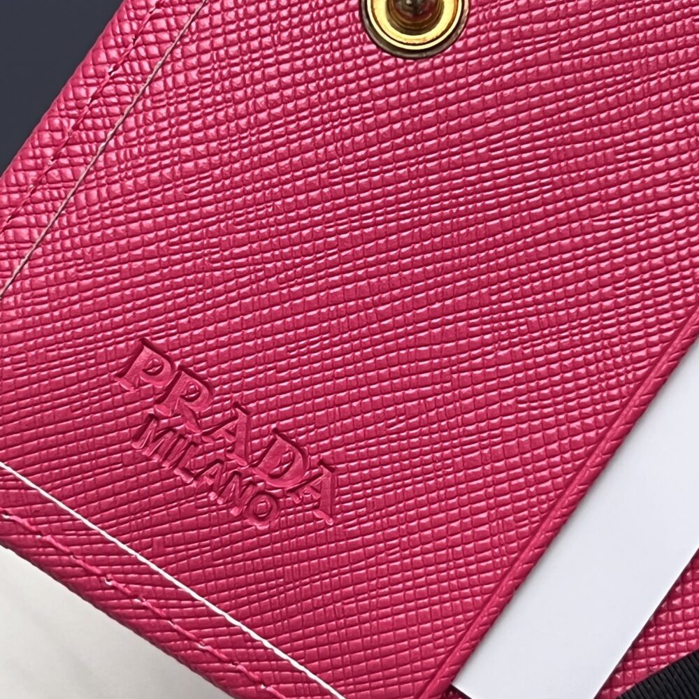 PRADA SAFFIANO LEATHER FLAP SMALL WALLET DARK PINK AND GOLD 10CM 1MV204 QWA F0505 - Image 6