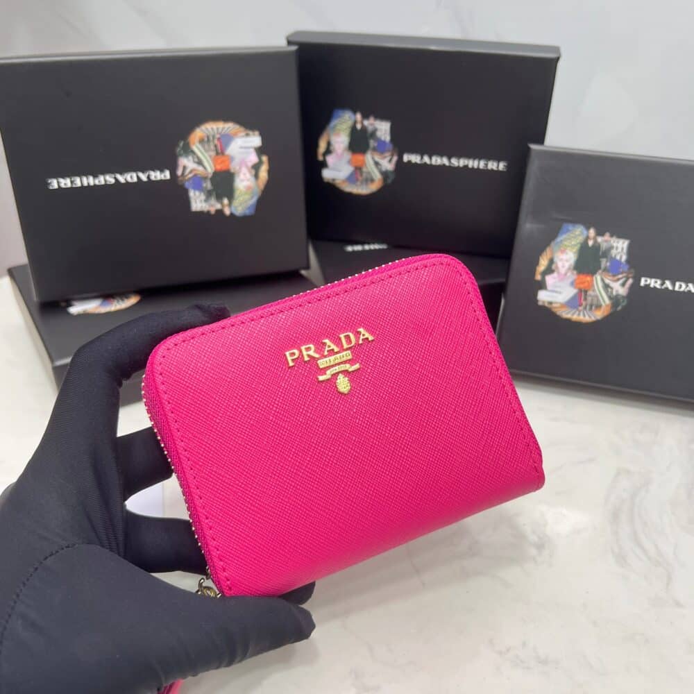 PRADA SAFFIANO LEATHER COIN PURSE PEONY PINK WALLET 10CM 1MM268 QWA F0505 - Image 7