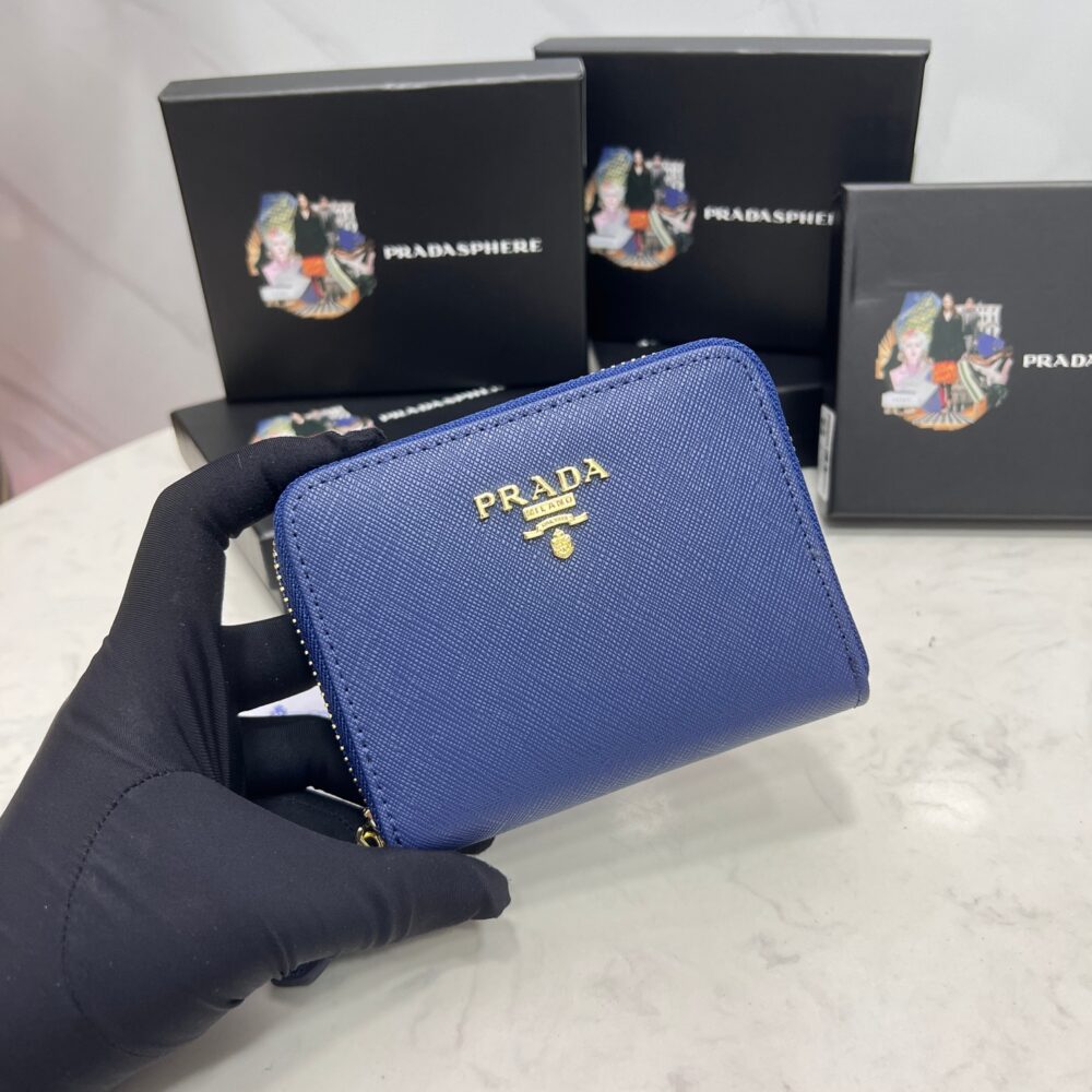 PRADA SAFFIANO LEATHER COIN PURSE BLUETTE WALLET 10CM 1MM268 QWA F0016 - Image 7