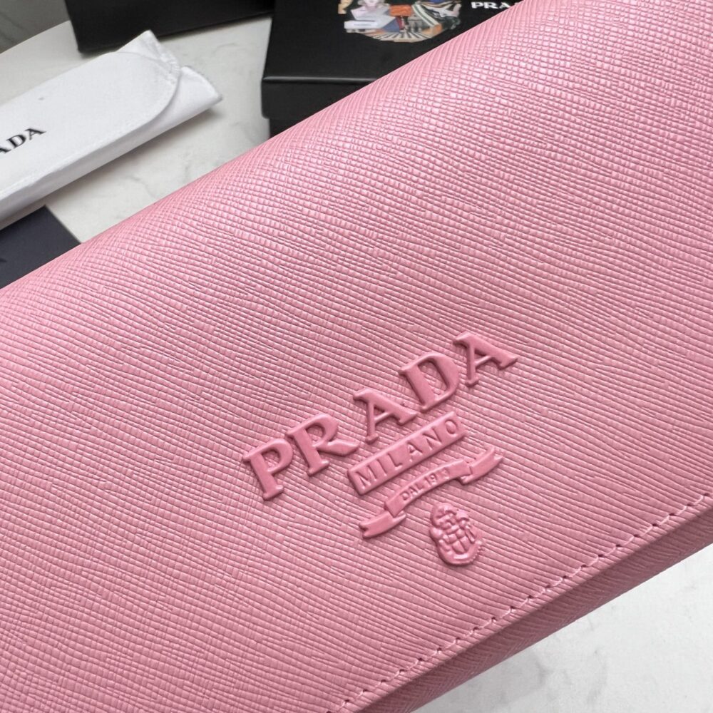 PRADA SAFFIANO MONOCHROME FLAP LONG WALLET FULL LIGHT PINK 19CM 1MH132 ZLP F061H - Image 7