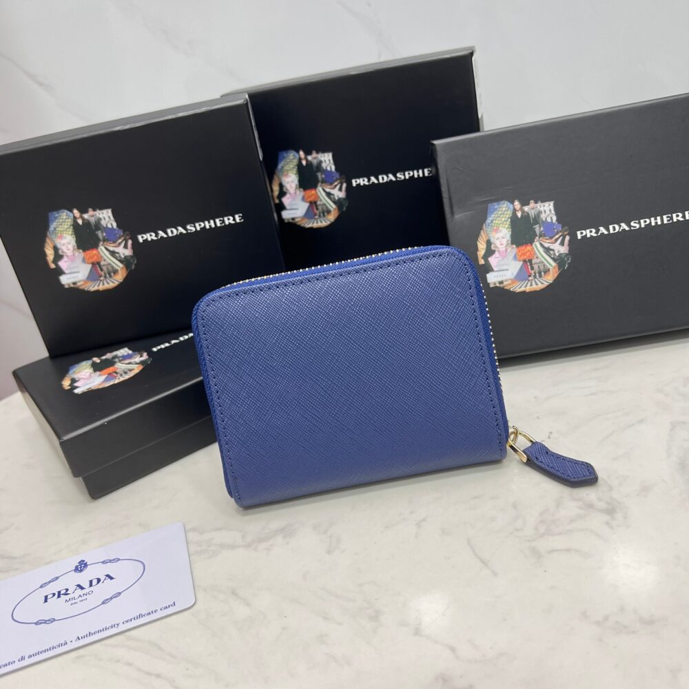 PRADA SAFFIANO LEATHER COIN PURSE BLUETTE WALLET 10CM 1MM268 QWA F0016 - Image 8
