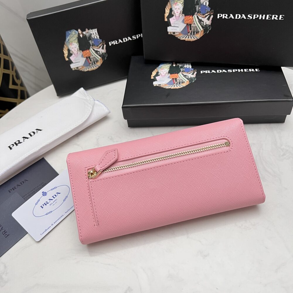 PRADA SAFFIANO MONOCHROME FLAP LONG WALLET FULL LIGHT PINK 19CM 1MH132 ZLP F061H - Image 9