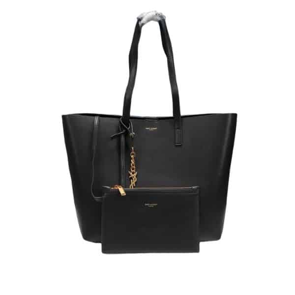 SAINT LAURENT SHOPPING TOTE BLACK LEATHER 33CM