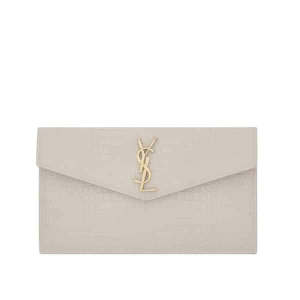 SAINT LAURENT UPTOWN POUCH IN CROCODILE EMBOSSED SHINY LEATHER 565739DND0J9207