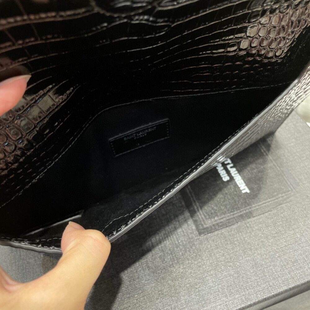 SAINT LAURENT UPTOWN POUCH IN CROCODILE EMBOSSED SHINY LEATHER 565739DND0N1000 - Image 7