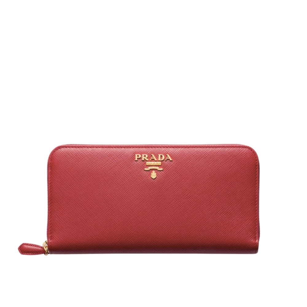 PRADA LARGE SAFFIANO LEATHER WALLET FIERY RED 19CM 1ML506 QWA F068Z