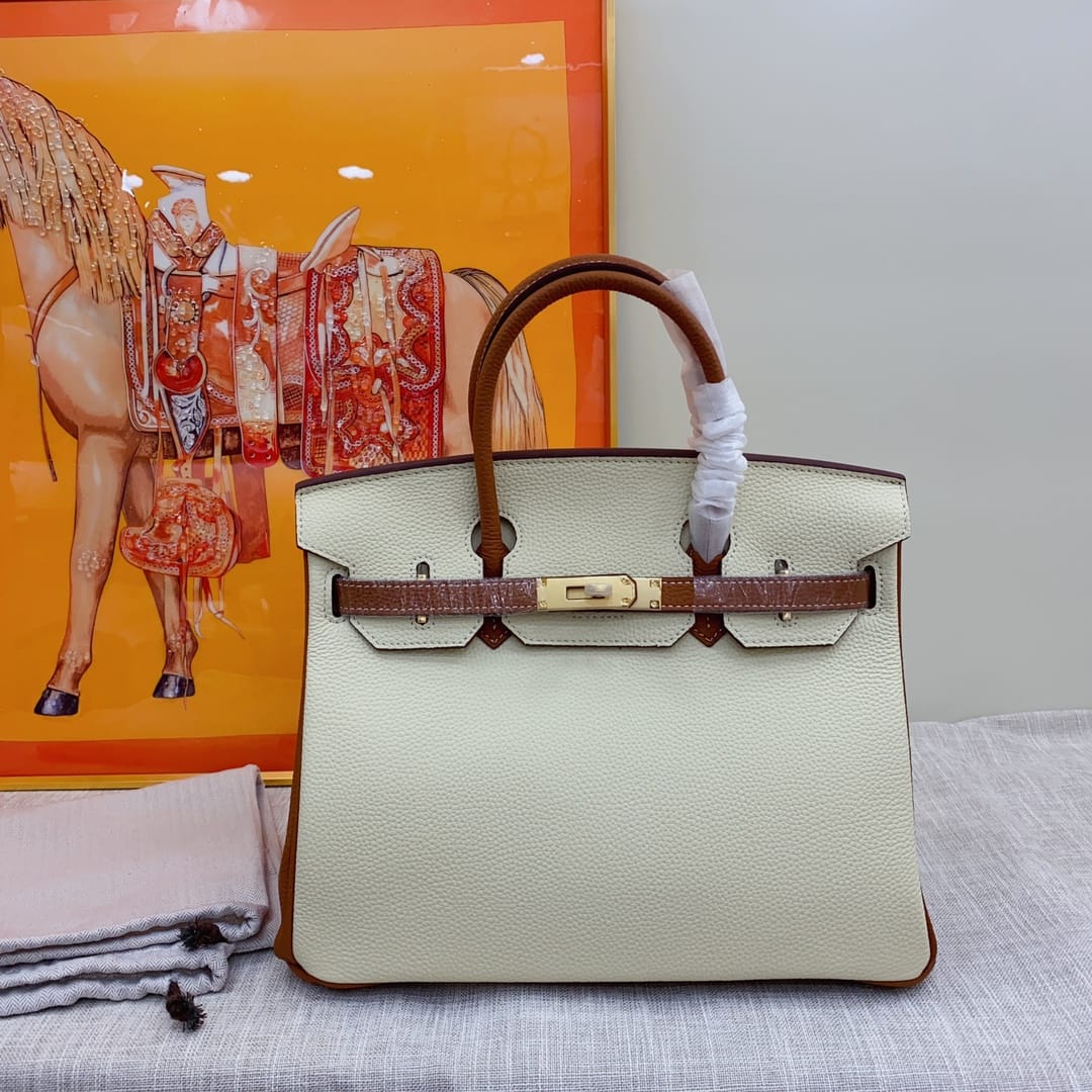Hermes Birkin 30 Togo Brushed Leather Gold Hardware Beige Brown 30Cm - Image 2